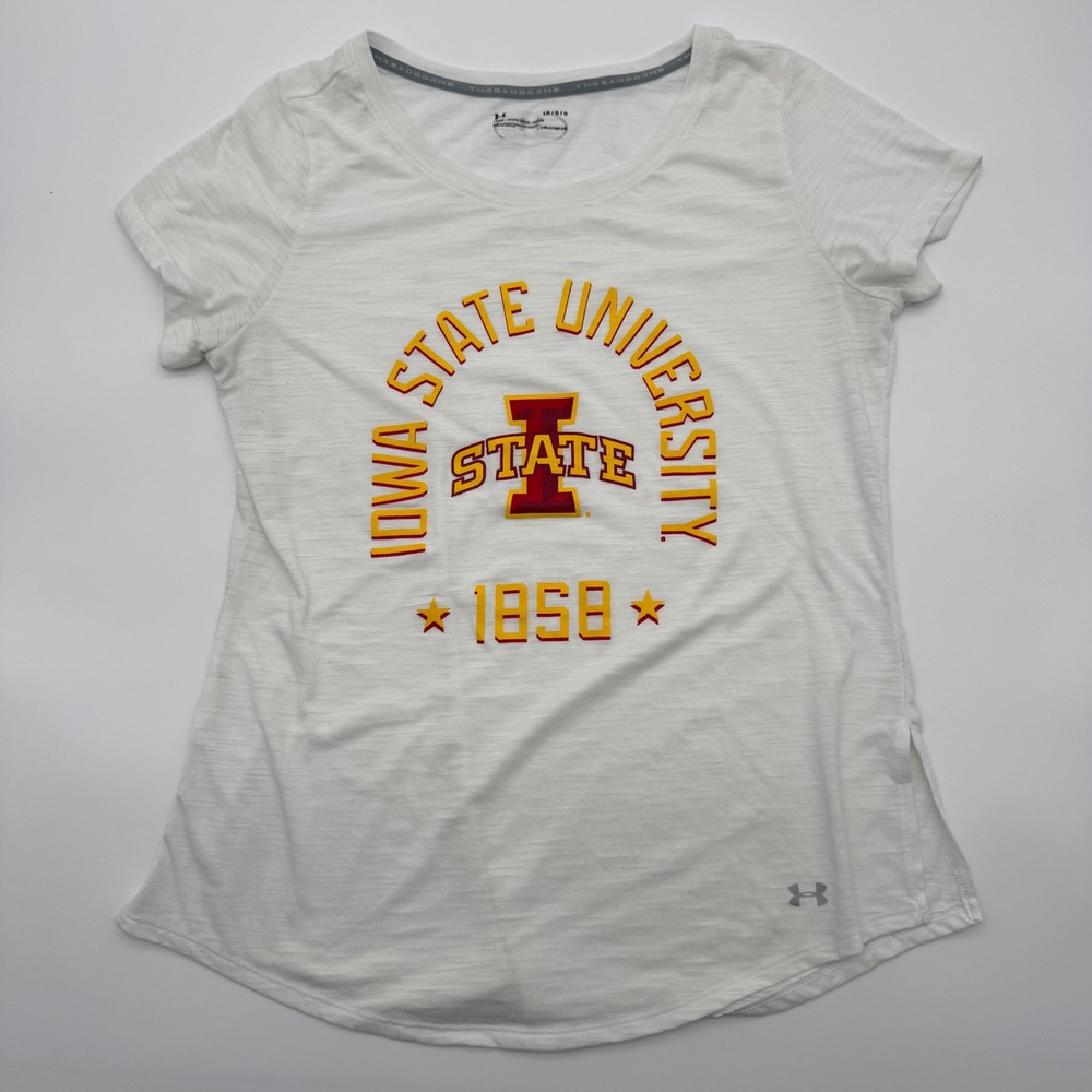 Under Armour Iowa State University HeatGear Threadborne White T-Shirt Womens L